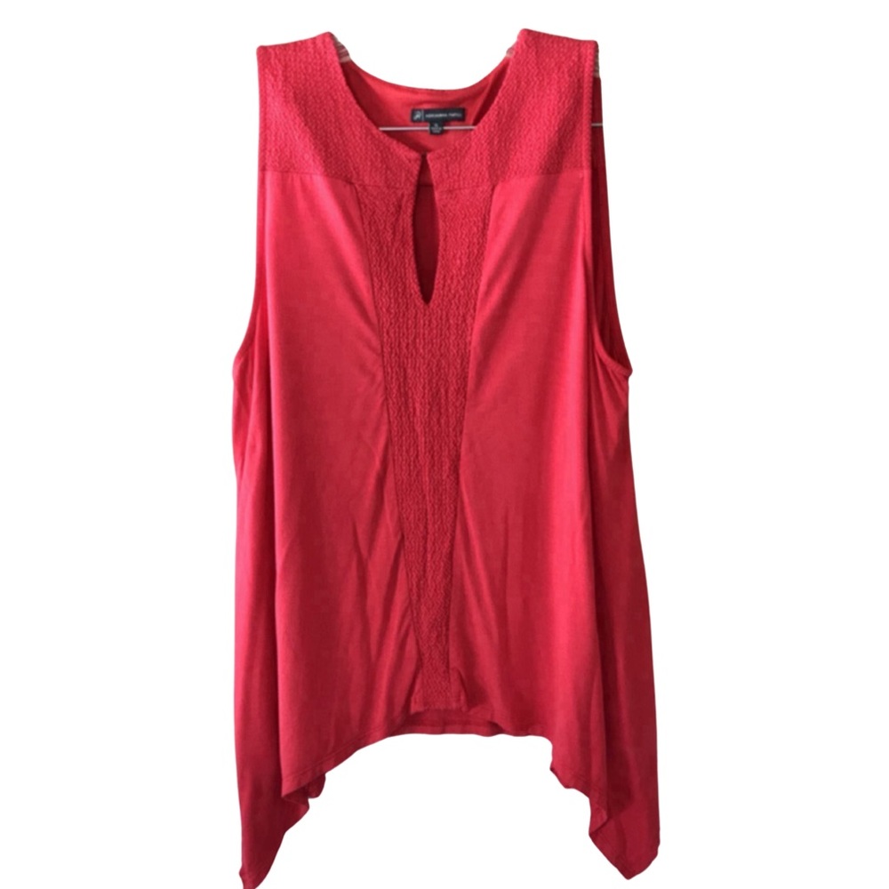 Adrianna Papell Women's Solid Sleeveless Key Hole Embroidery Top, size XL